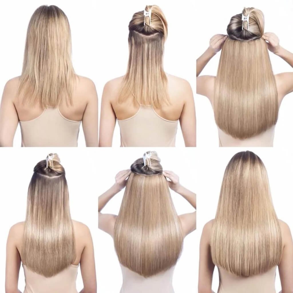 Clip In Hair Extensions Being Applied