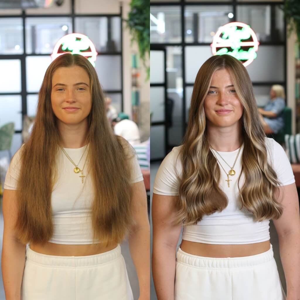 before and after balayage hair colour transformation