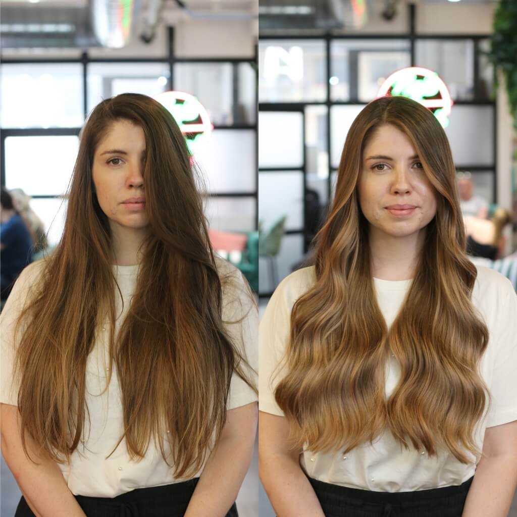 before and after balayage transformation