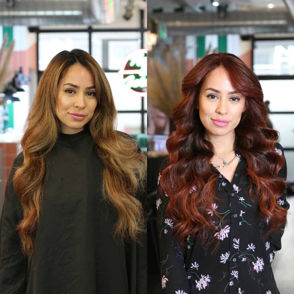 before and after hair colour transformation