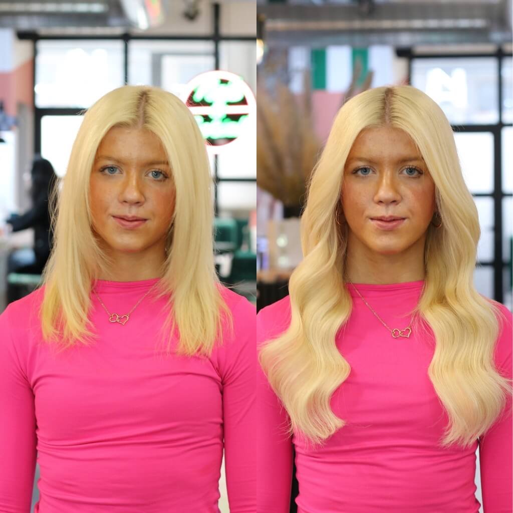 blonde hair extension transformation