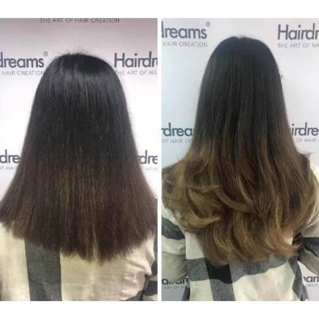 brunette hair extension transformation
