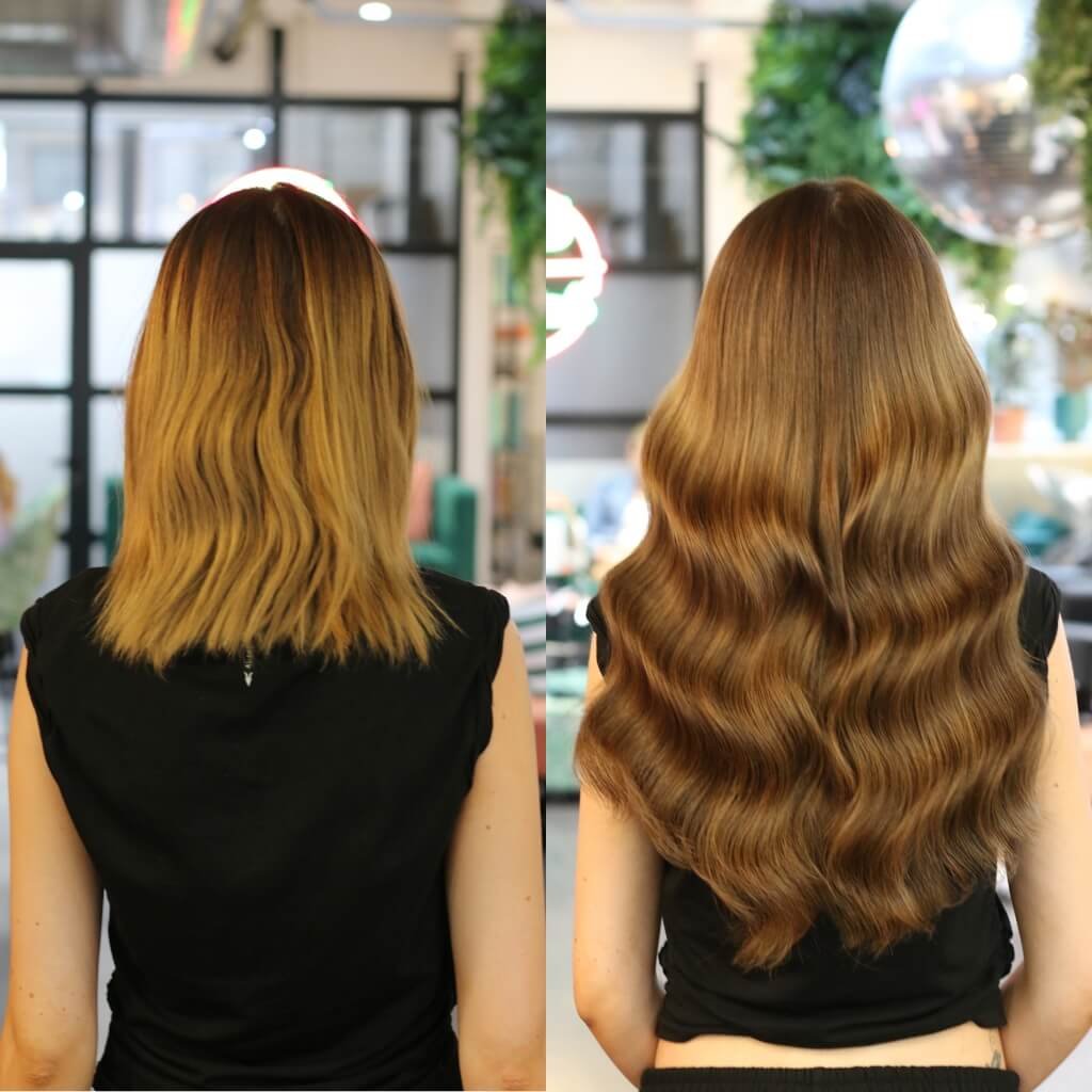 wavy hair extensions transformation in London