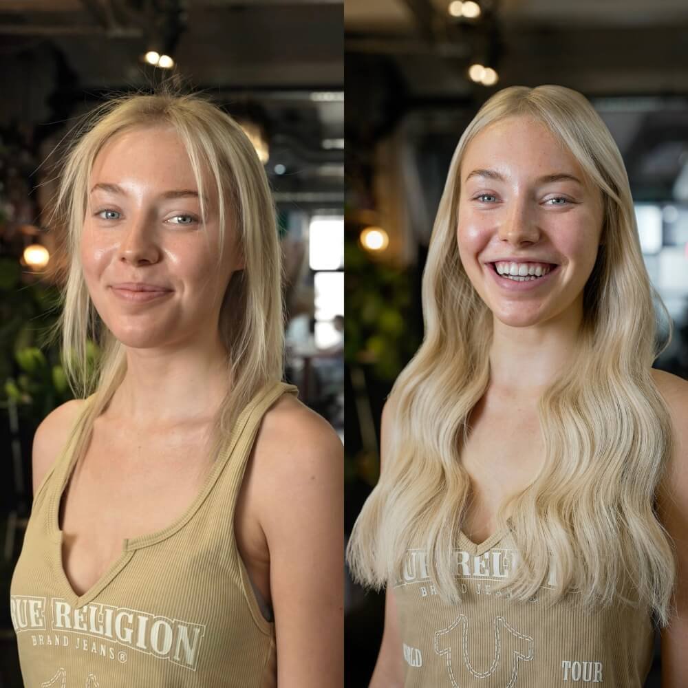 hair extensions before and after in Dubai