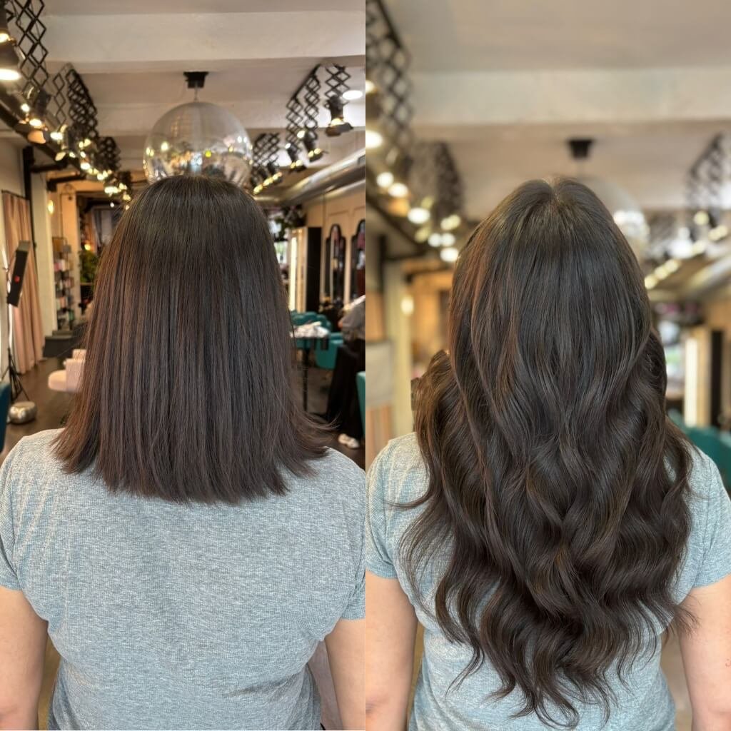 before and after 22 inch hair extension transformation