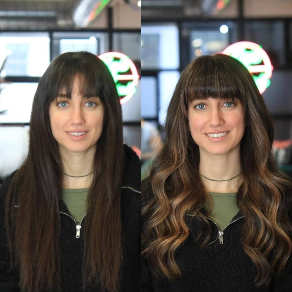 before and after balayage hair colour