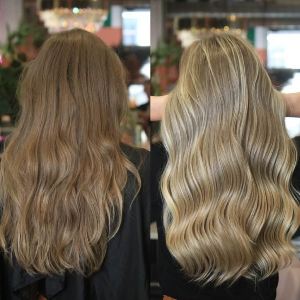 Hair colour before and after