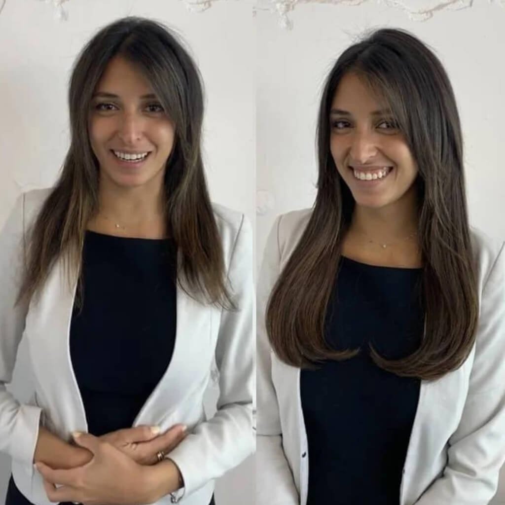 brown hair extension transformation