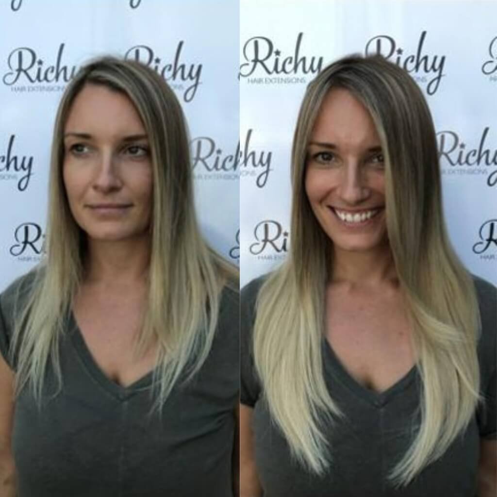 balayage hair extension transformation