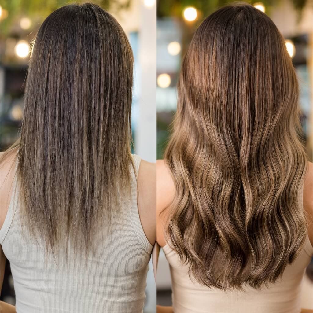 balayage hair extension transformation