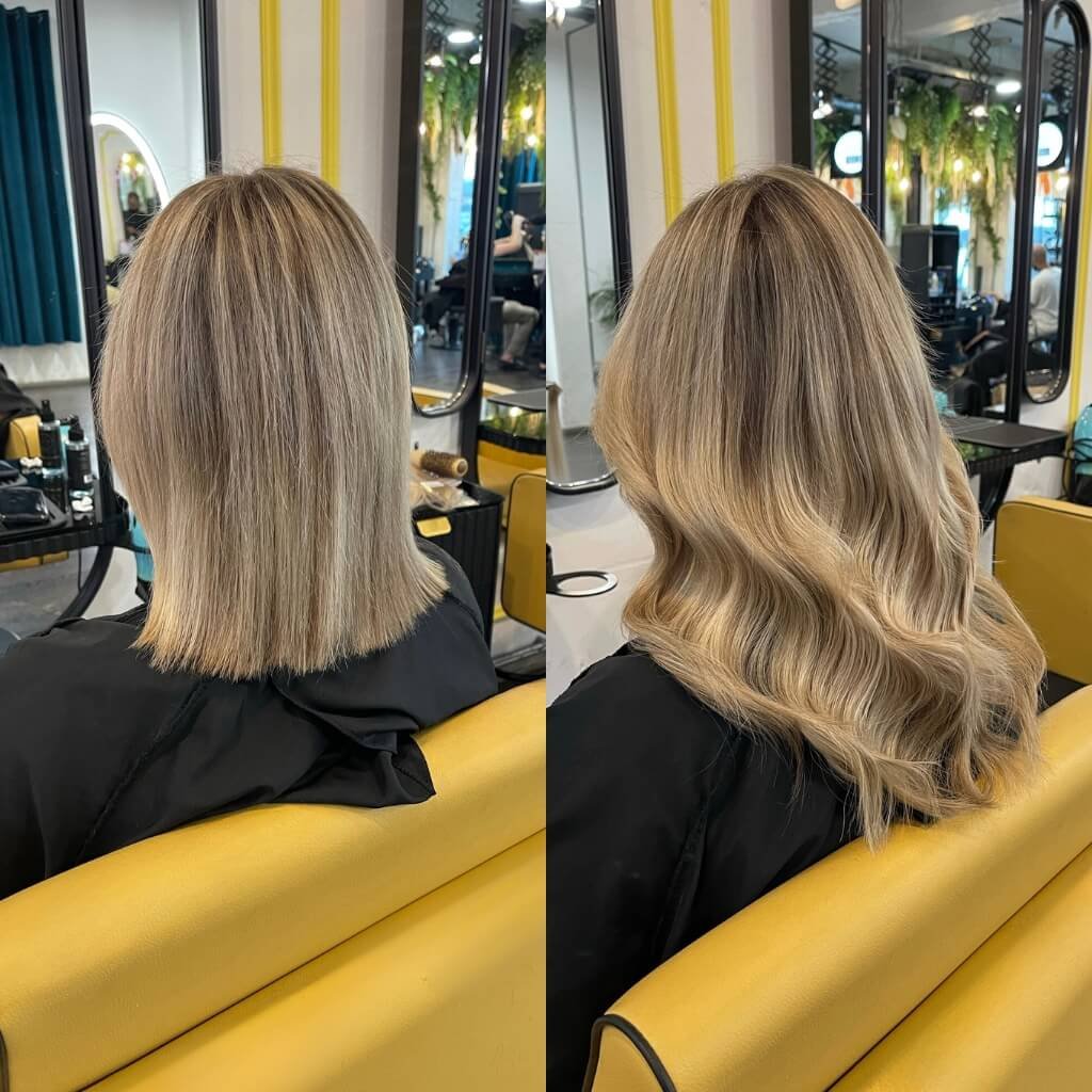blonde hair extension transformation