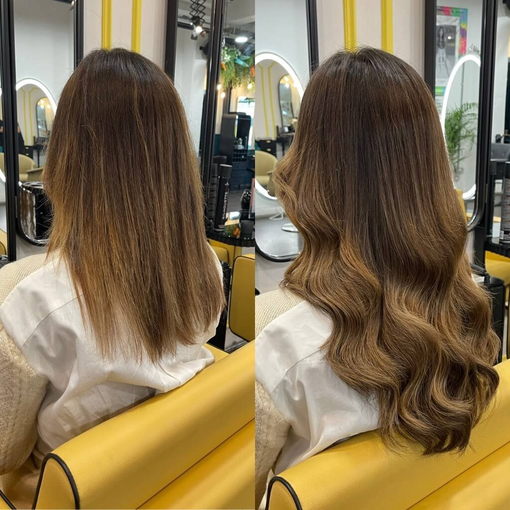 wavy hair extension transformation
