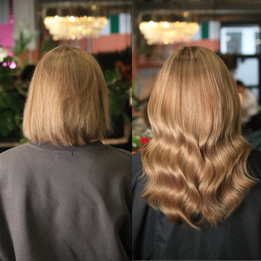 Hair extensions before and after very short hair