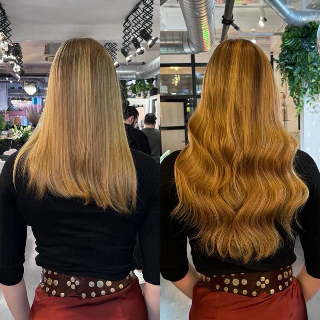 strawberry blonde hair extension transformation