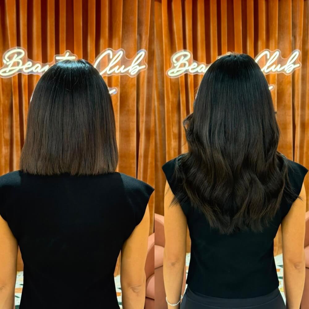 before and after hair extensions