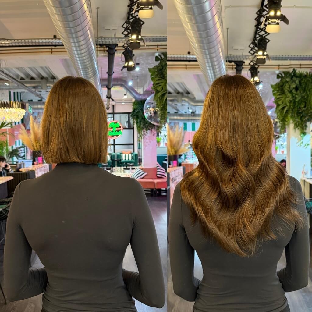 short to long brown hair extension transformation