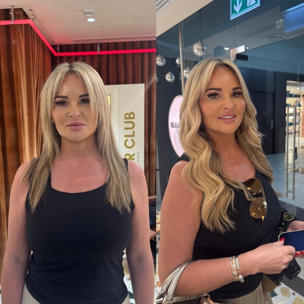 blonde wavy hair extensions before and after