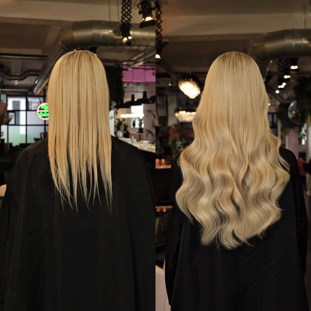human hair extensions before and after