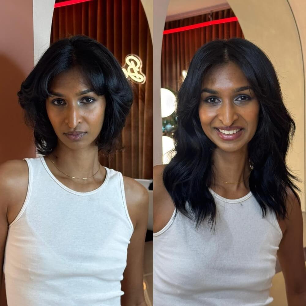 short hair extension transformation in Dubai