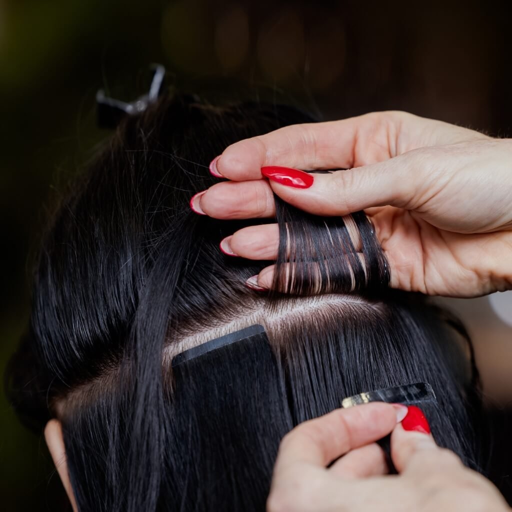 Applying Tape In Hair Extensions